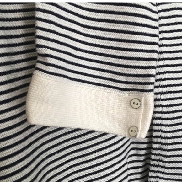 TALBOTS Womens XL Tunic Top Blue Pullover Waffle Knit Thermal Blue White Stripe - Picture 4 of 6